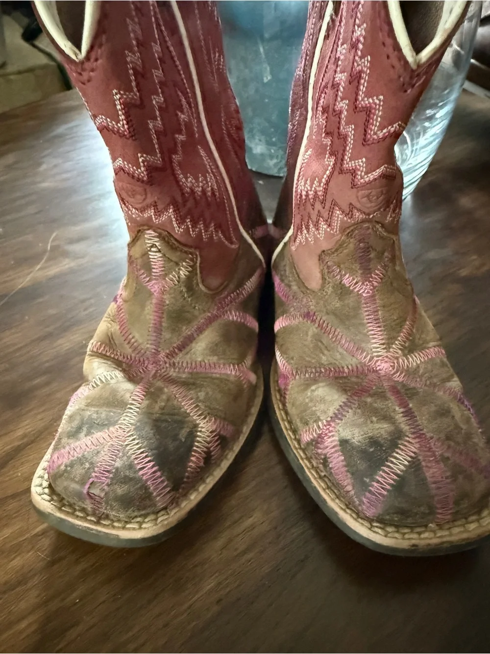 Ariat Pink and Brown Kids Western Boots